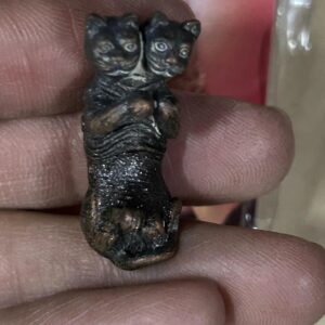 หลวงปู่เร็ว วัดหนองโน ลูกกรอกแมวคู่ชีวิต เนื้อทองแดง  (KU25)