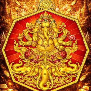 พระตรีมุขคณปติทรงช้างเอราวัณ โภคทรัพย์พันล้าน วัดบ้านอ้อ