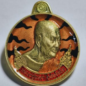 หลวงปู่แดง วัดบ้านใจดี เหรียญรวยชนะจน ลงยา ลายเสือ AC3236