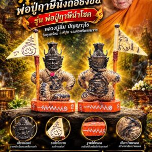 หลวงปู่อิ่ม วัดทุ่งนาใหม่ หุ่นพยนต์ พ่อปู่ฤาษีนั่งถือธงชัย พ่อปู่ฤาษีนำโชค